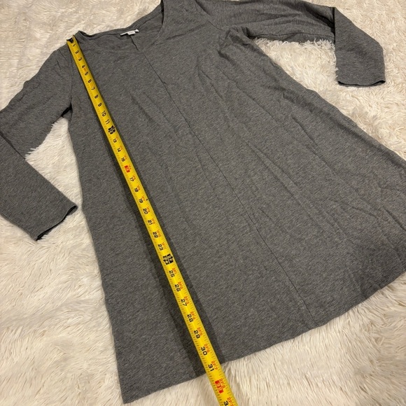 J. Jill Pure J. Jill Gray V Neck Pima Cotton Stretch Shirt Dress Pockets SP - Picture 2 of 12